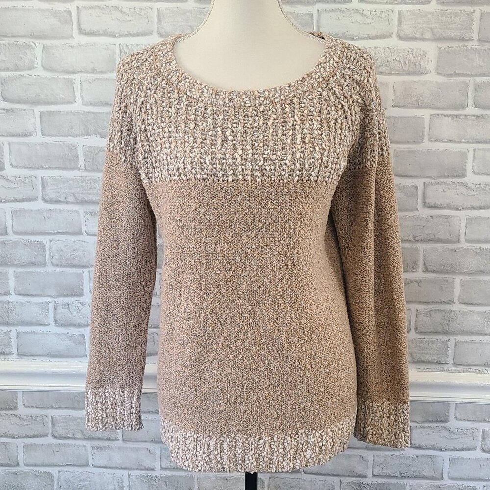 Fate Chunky Knit Cozy Sweater Khaki Tan Crewneck Long Sleeve Womens XL Pullover